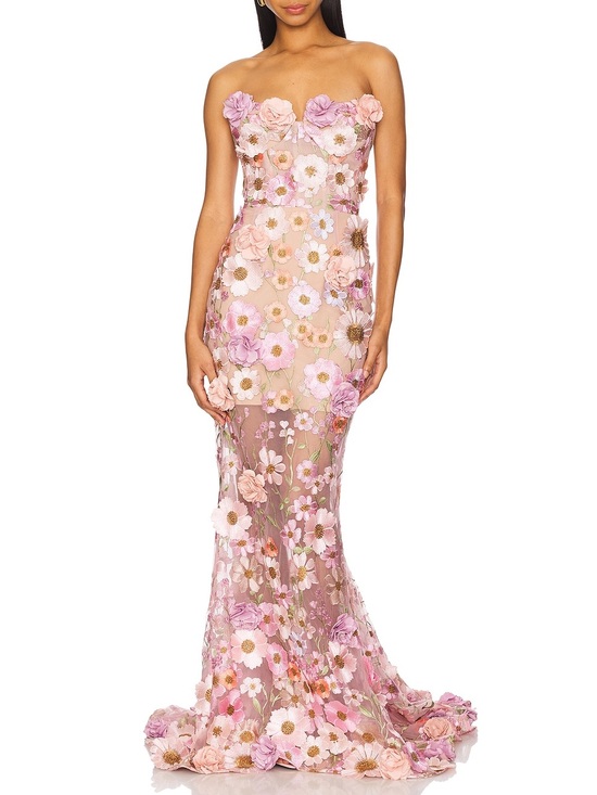 Bronx and Banco Dresses & Skirts - Bronx and Banco Jasmine 3D Floral Embroidered Mermaid Gown Pink M Wedding